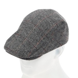 Ukerdo Mens Plaid Flat Berets Fedora Hat Newsboy Cabbie Duckbill Adjustable Vintage Cycling Drivers Caps - Grey
