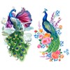 Nirbffo Large Temporary Tattoos Peacock Flowers Legs Arm Belly Back