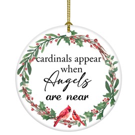 Cardinals Appear When Angels are Near First Christmas Ornament Sign for Wreaths Christmas Signs for Wreaths Cardinal Decor (Green Cardinals Appear)