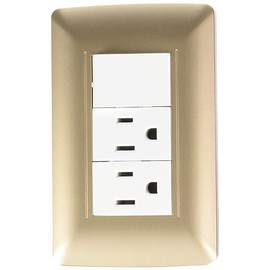 Sanelec 4525 Apagador y Doble Contacto con Placa, Toscana Golden