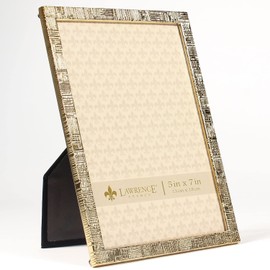 Lawrence Frames 5"W x 7"H Gold Metal Picture Frame with Linen Pattern (712357)