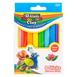 BAZIC Modeling Clay Sticks 4.8 Oz, 8 Primary Colors, Non-Toxic DIY Modeling Clay Sticks for Artist Kids and Adults, Art Craft Sculpting, 24-Pack