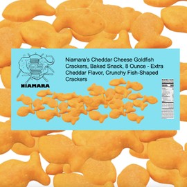 Niamara’s Cheddar Cheese Goldfish Crackers, Baked Snack, 8 Ounces - Extra Cheddar Flavor, Crunchy Fish-Shaped Crackers