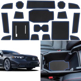 ZOXOQ Center Console Liner Fit for Honda Accord Accessories 2023 2024 2025 2026 Cup Holder Coaster Anti Dust Liner Door Pocket Pad Interior Trim Non-Slip Slot Mat Custom Rubber Insert, 17pcs (Blue)