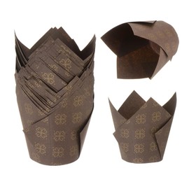 QUARKZMAN Pack of 50 Tulip Baking Cups Cupcake Muffins Lining Paper Greaseproof Packaging for Wedding Birthday Parties Festivals Christmas Coffee/Gold