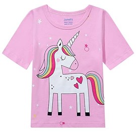 Junellz 5 years unicorn girl short pajamas pink girl short sleeve pjs