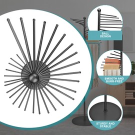 Metal Scarf Rack, Freestanding Spiral Scarf Holder Commercial Hijab Organizer Belt Pants Hanger 59‘’-67‘’ Height Adjustable with 22 Rods for Clothing Store Home, Space Saving Shelves (Color: Black)