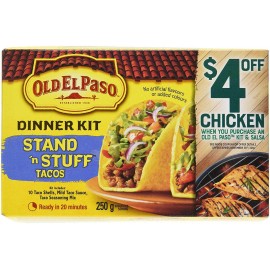 General Mills Old El Paso Stand & Stuff Tacos Dinner Kit, 10 Count, 250g/8.8 oz.,
