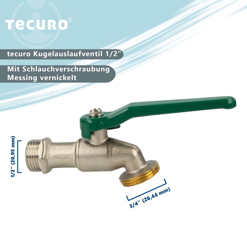 'Tecuro Drain Valve Ball Drain Valve Tap 1/2 Wall Connection