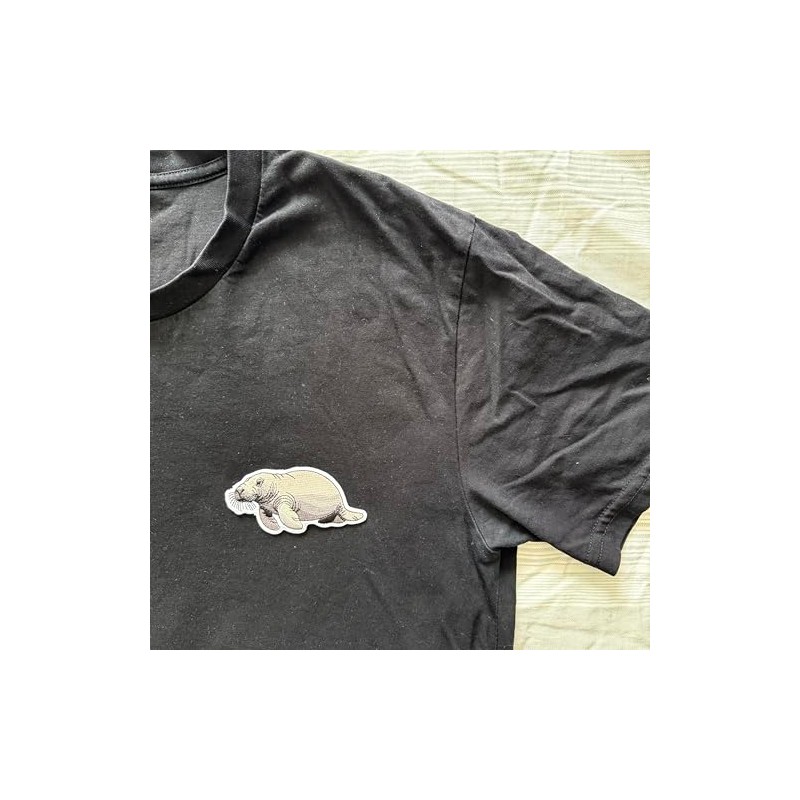 Manatee Patch – Embroidered Sea Animal Applique for Jackets, Bags,