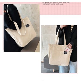 deoway Tote Bag, Canvas Tote Bag, A4, Large Capacity, Shoulder Bag, Canvas, Shoulder Bag, Women's, Men's, Solid, Zipper Included, Black