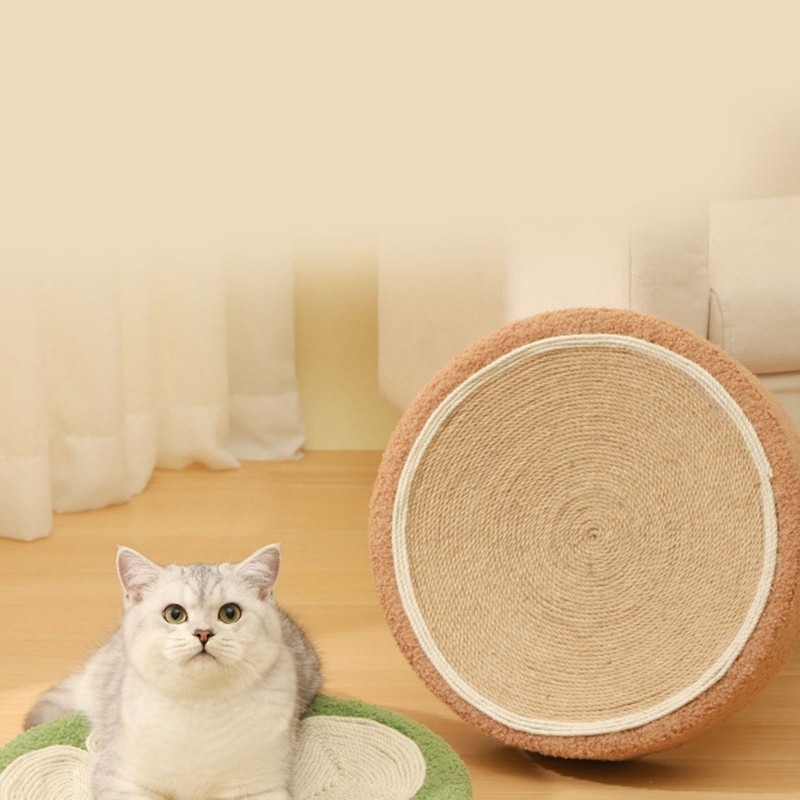Round Cat Scratcher Ergonomic Cat Scratching Lounge Bed Sisal Cat