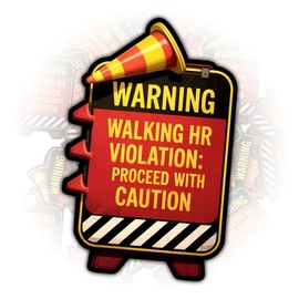 (3 PCS) Warning: Walking HR Violation Proceed with Caution Sticker Funny Office Sign Decal Waterproof for Laptop, Hard Hat, Notebook, Water Bottle – Gift for Coworkers and HR Rebels (3 Inch)