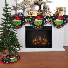 Grelucgo Embroidered Black Snowflakes Mantel Scarf Top Runner for Christmas Holidays and Winter (70x17 Mantel Runner)