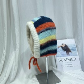 [International] Children's Striped Knit Wool Balaclava (Korean Style) - galf1407 Free Size/M (56-58cm) Tangerine 4ea