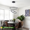 Benkut 2-Rings Modern LED Chandelier Black for Dining Room, Circular
