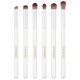 Eye Makeup Brush Set, 6 Pcs Professional Blending Eyeshadow Makeup Brushes for Concealer Eyebrows Eyeliner, Soft Hairs & Wood Handle… (white 6pcs)