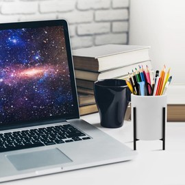 Pencil Holders & Pen Holders for Desk,Ceramic Pen Holders with Black Metal Bracket for Women, Desktop Stationery Organizer Table Makeup Brush Holder