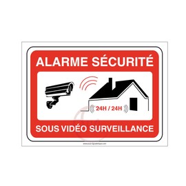 Aua Signaletique - Panneau Alarme Sécurité sous Vidéo Surveillance 24H/24 Propriété Privée - 300 x 210 mm, PVC 1. 5 mm