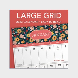 2023 Large Grid Floral Wall Calendar: Easy to Read