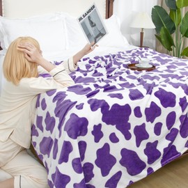 Cute Purple Twin Blanket for Bed Lavender Violet Lilac Fleece Throw Blanket Twin Size 60x80inch Soft Lightweight Bed Blanket Home Decor for Couch