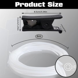 Ominelu 8M PTFE Tube 4 mm x 2.5 mm - with Precision Cutter for Bambu Lab 3D Printer A1/P1/X1 Series, Creality K1/Ender 3 V3 & 1.75 mm Filament (White)