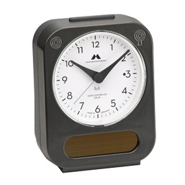 Uhren Manufaktur Schwarzwald Wireless solar alarm clock, longer running time, quiet movement, easy operation, made in Germany, colour: silver