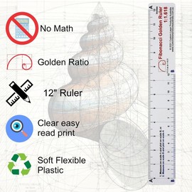 Bundle and Save - All Three CLPA 12 inch Clear Plastic Math-Free Rulers for Halving or Doubling, Rule of Thirds, or Fibonacci Golden Ratio for a Perfect Maths Free Design for Your Next Project.