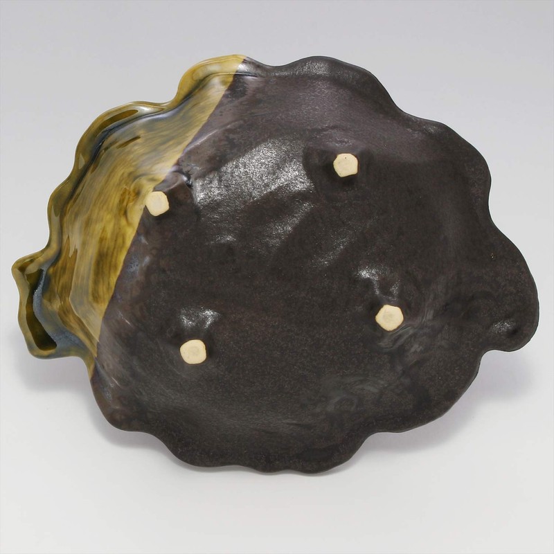 Banko Ware 17744 Kurooribe Konoha Shaped Small Bowl