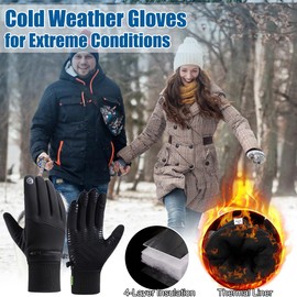 Romenrita Winter Gloves for Men Women - Waterproof Glove Cold Weather Thermal Sport Gloves, Warm Gloves Touchscreen Glove for Running Cycling Driving Hiking, Windproof Work Gloves Work (X-Large)