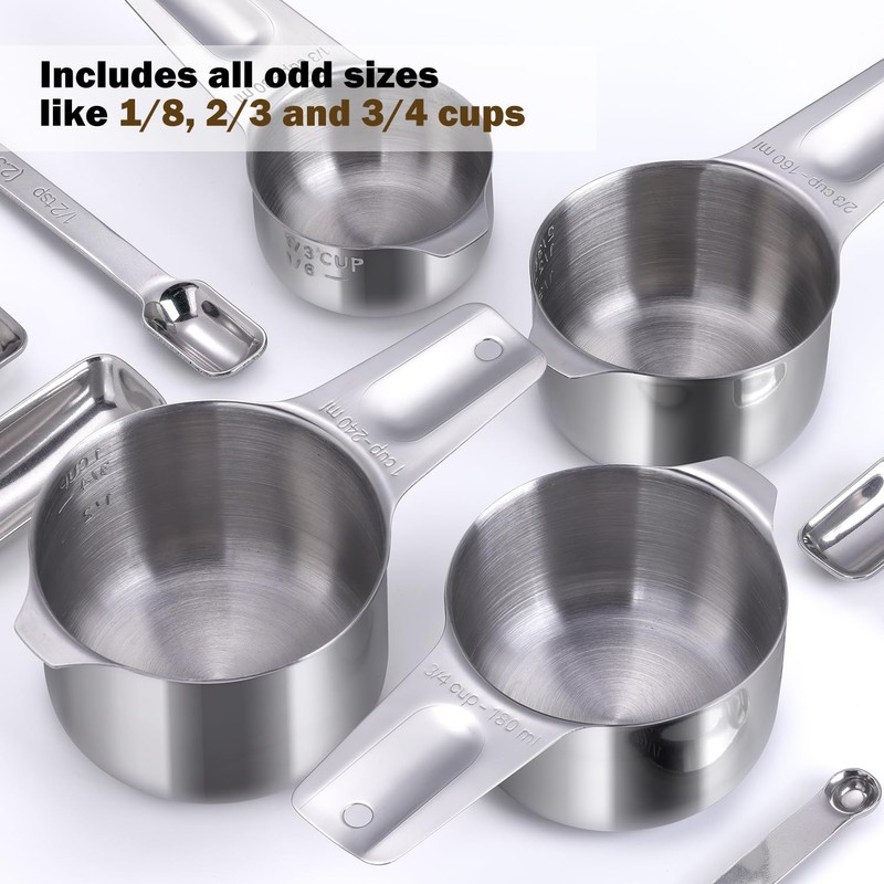 AMOHEE 20Pcs Measuring Cups and Spoons Set, Includes 7pcs Stainless