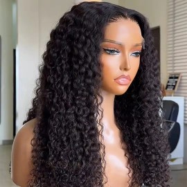 Vietnamese Wig Original Burmese Curly Wig Black Women High Quality HD Lace Front Wig RAW 10-30 Inch Hairstyle: Natural Wave, color: Black, Stretched Length: 12"