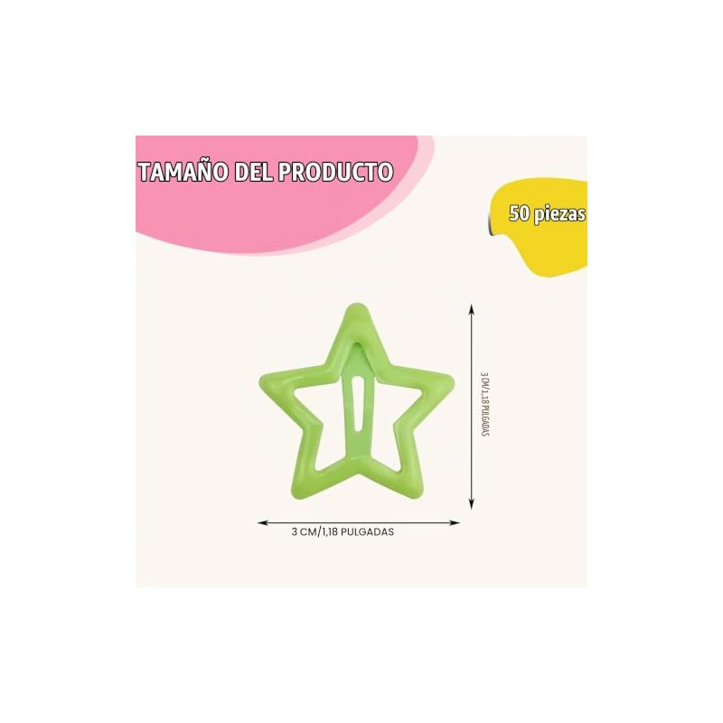 Clips de cabello estrella, 50pcs coloridas barretas de estrellas y2k,