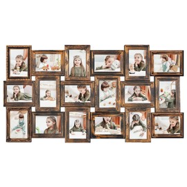 HELLO LAURA - 4x6 Picture Frame Collage With 18 Openings for Wall - Large Photo Frame Collage Wall Decor for Living Room Bedroom - Rusted Gold