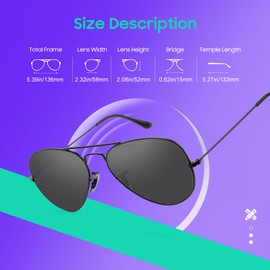 Gtievruo Men's Polarised Sunglasses for Men and Women with UV Protection Metal Frame Retro Sunglasses Men, Dark Black