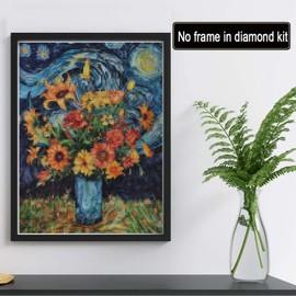 Reofrey DIY Diamond Art Kits for Adults Flower, Landscape Full Drill Round Rhinestone Diamond Art Painting Accessories, Cross Stitch Embroidery Canvas for Crafts Home Wall Decor 30x40cm