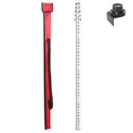 MUTOOP 16FT Aluminum Grade Rod & Telescopic Leveling Rod - 5-Stage Survey Rod with Bubble Level, Dual-Sided Grade Stick for Laser Level, Portable Measuring Stick for Surveying