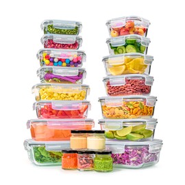 40pc Set Glass Food Storage Containers & Bowls with Airtight Lids - Leakproof BPA-Free Meal Prep Airtight Stackable Lunch Boxes, Kitchen Pantry & Storage Organizers - Microwave Freezer Dishwasher Safe