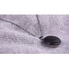 Long chain 'Frieda', 2 Polaris cabochons in a double-sided black