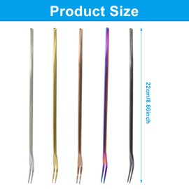 5 PCS Stainless Steel Pickle Fork, 8.66 Inches Long Handle Olive Fork 2 Prong Pickle Picker, Multicolor Grabber Tool for Jar Cocktail Dessert Fruit/Appetizer Salad