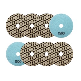 SANLEETEK Dry Diamond Polishing Pads 4"/100mm - 8pcs Grit 1500 Polish Pad Kit for Granite Marble Artificial Stone Quartz for Angle Grinder