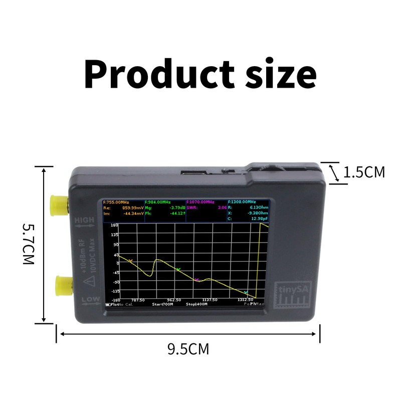 Dearsee TinySA Spectrum Analyzer Handheld 100kHz to 960MHz Portable 2.8"