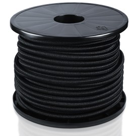 Wesnoy 1/2 Inch 100ft Shock Cord, Black Elastic Cord, Marine Grade Shock Cord Polyester Stretch Cord Bungee Rope for DIY Projects, Tie Downs, Recreation, Indoor and Outdoor Use