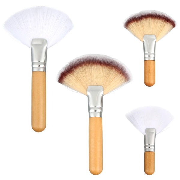 lasuroa 4 Stück Gesichtsfächerpinsel, Weiche Flauschige Fächer Make up Pinsel