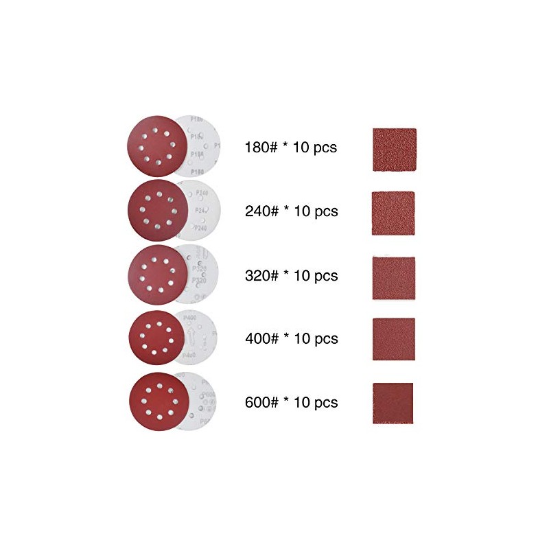 100PCS 125mm Sanding Discs Round 8 Hole Sanding Discs Pads
