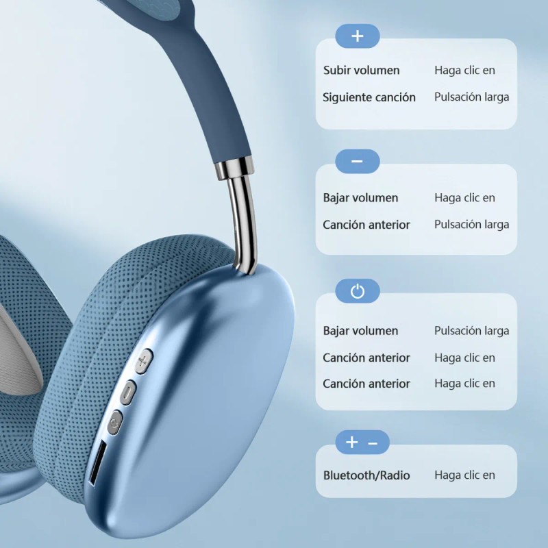 Audífonos Inalámbricos De Diadema Con Bluetooth P9 Pro Max Color