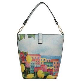 DOGO Bucket Bag - Blissful Journey - Women's Shoulder Bag and Special Motifs Shoulder Bag Women's Handbag, Shopper Women's Handbag for Office School Shopping Travel, blue