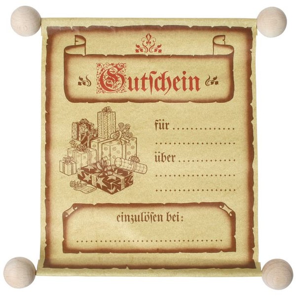 Voucher Roll – Elegant Paper, Wooden Roll + Satin Ribbon