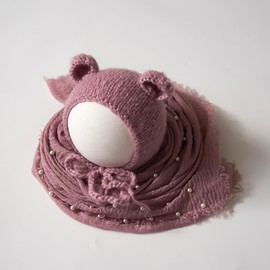 Zeroest - Conjunto de sombreros para fotos de recién nacidos, manta para fotografía para bebés, paño, conjunto de sombreros para sesiones de fotos para bebés y niñas, color rosa