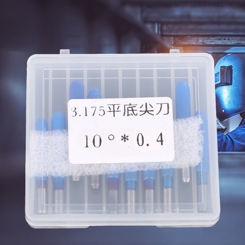 10Pcs box 3.175 Blue Plating Tungsten Steel Engraving Tool CNC
